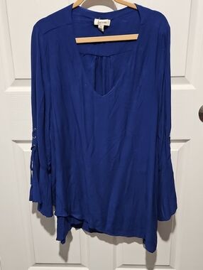 Beme Royal Blue V-Neck Long Sleeve Tunic